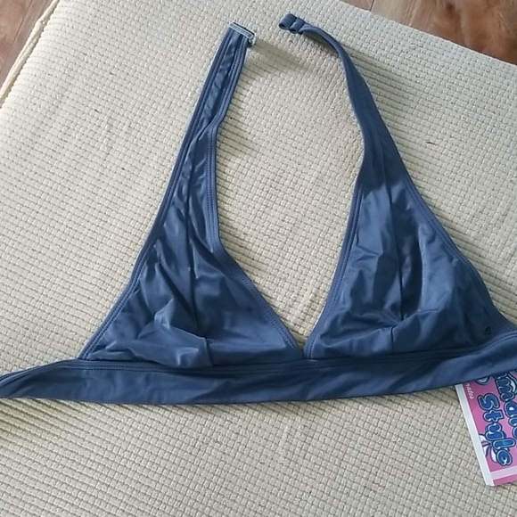 Bikini Halter Top No Wire No Padding Dark Gray - Picture 1 of 4